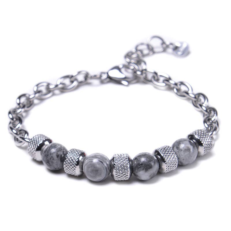 Grey Tigers Eye Beaded Bracelet