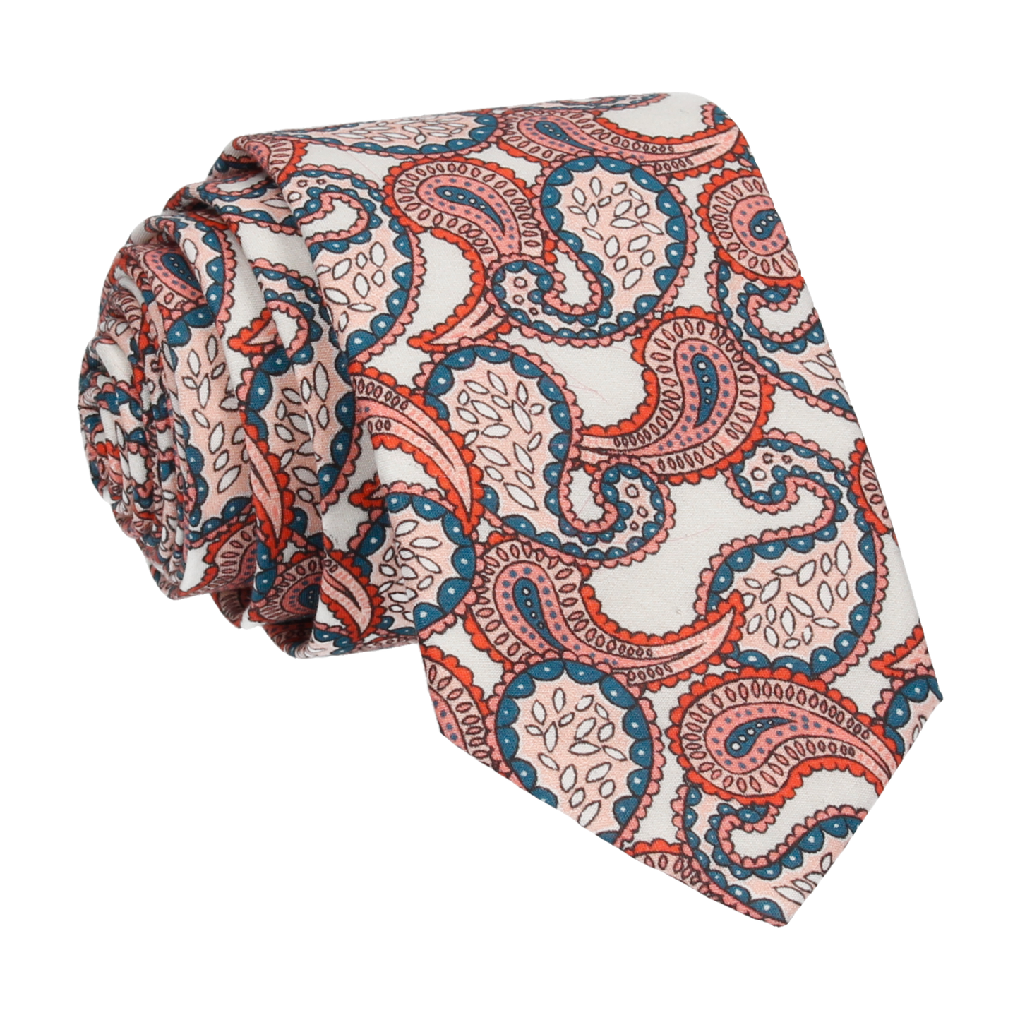 Pink & White Large Paisley Tears Liberty Cotton Tie - Tie with Free UK Delivery - Mrs Bow Tie