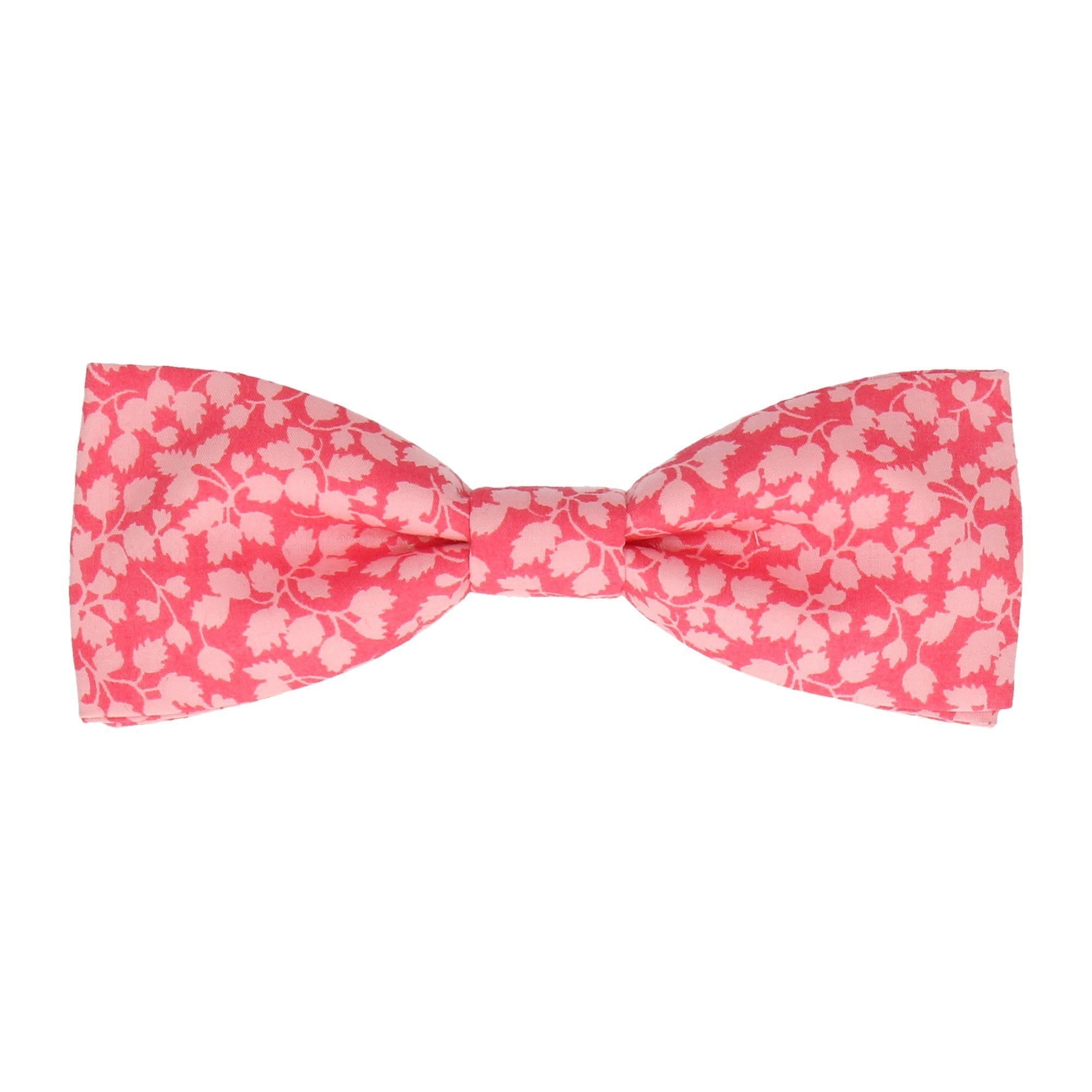 Coral Pink Floral Glenjade Liberty Cotton Bow Tie - Bow Tie with Free UK Delivery - Mrs Bow Tie