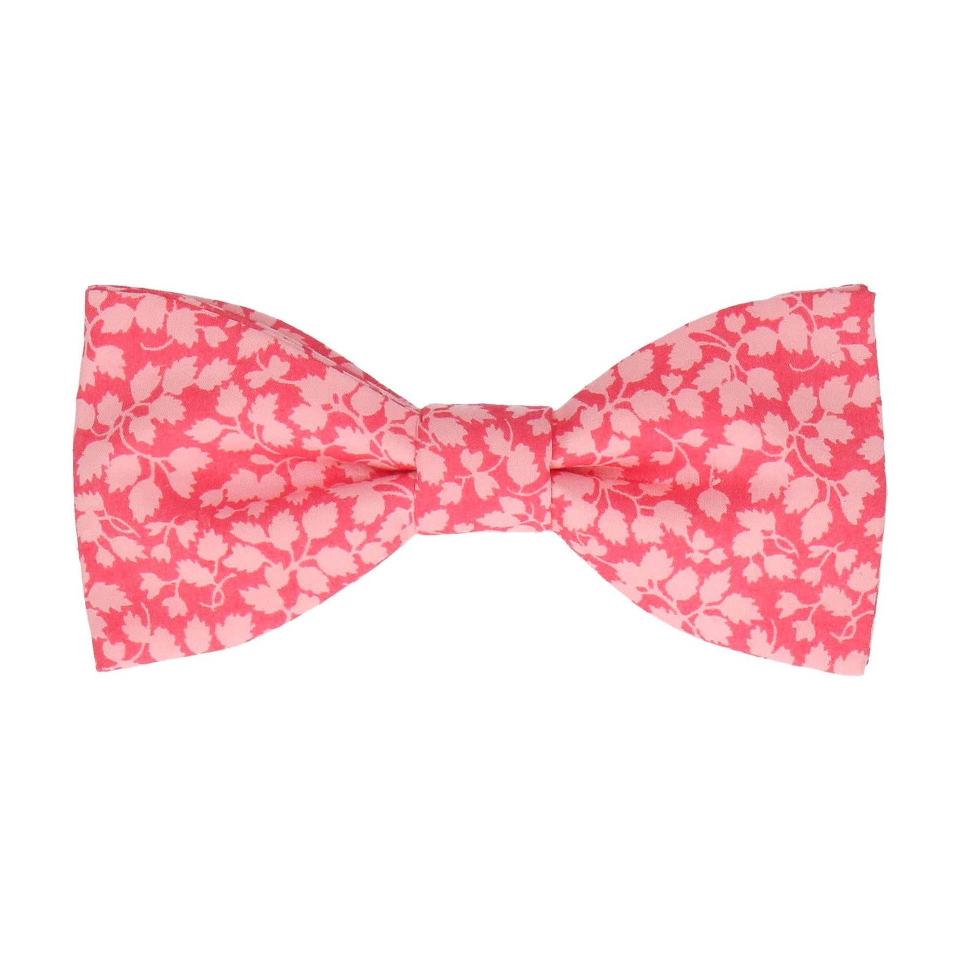 Coral Pink Floral Glenjade Liberty Cotton Bow Tie - Bow Tie with Free UK Delivery - Mrs Bow Tie
