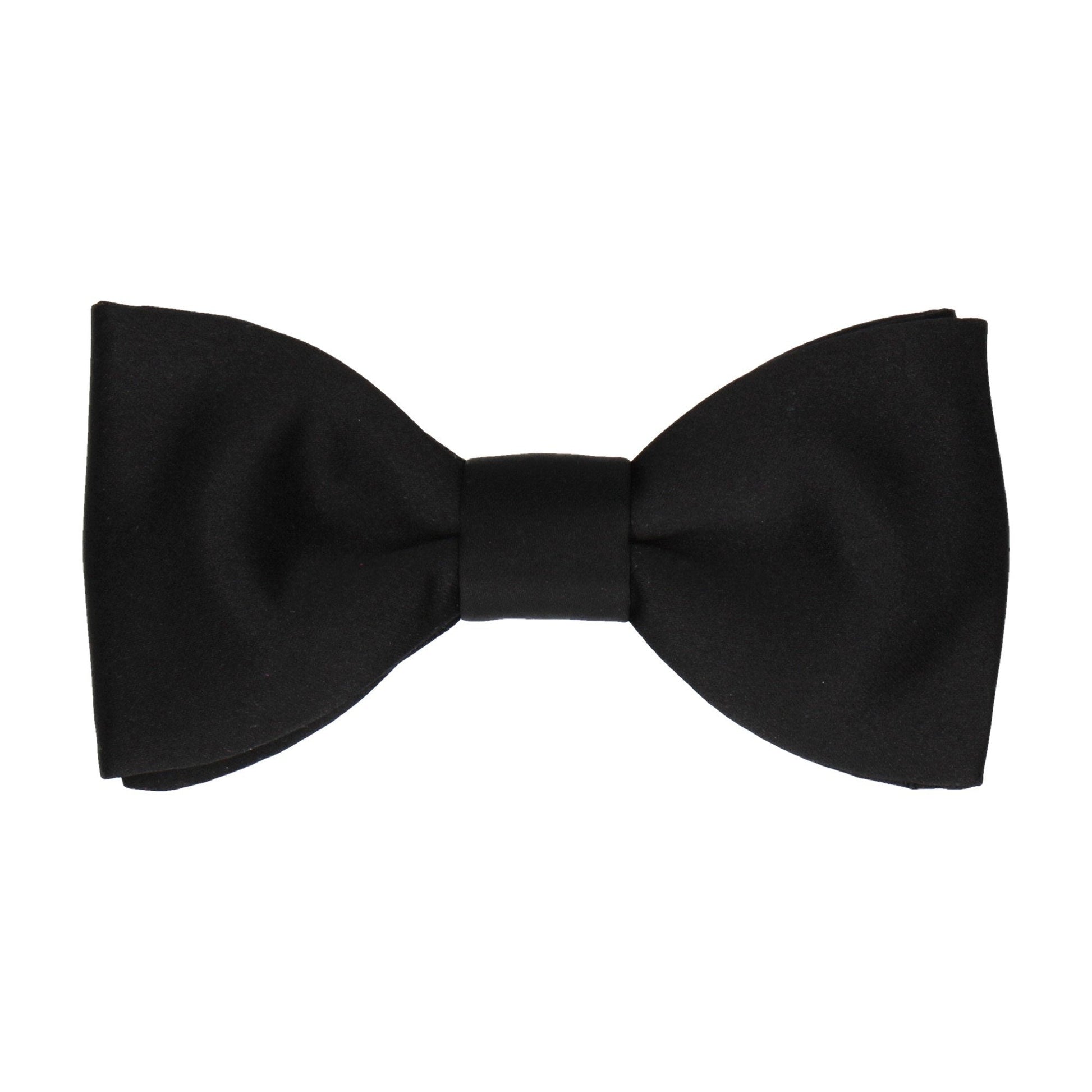 Plain Solid Black Satin Bow Tie - Bow Tie with Free UK Delivery - Mrs Bow Tie