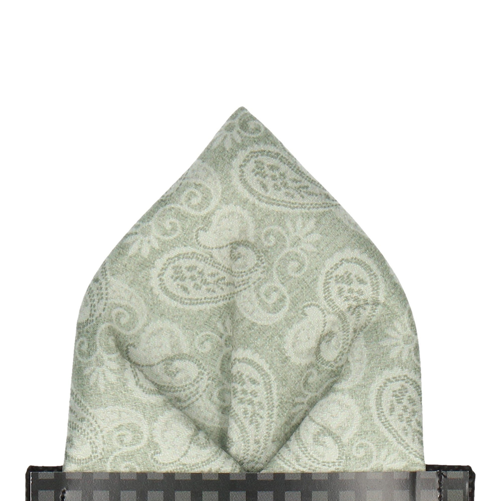 Sage Green Vintage Paisley Pocket Square - Pocket Square with Free UK Delivery - Mrs Bow Tie