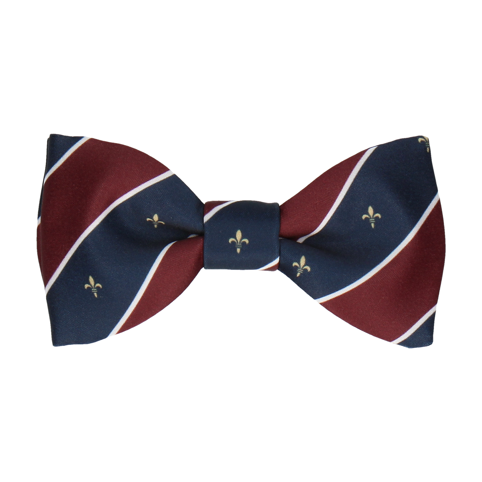 Striped Fleur de Lis Burgundy Red Bow Tie - Bow Tie with Free UK Delivery - Mrs Bow Tie