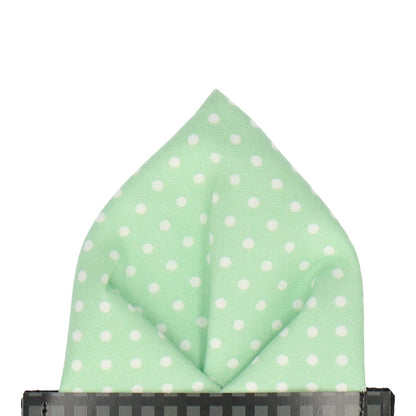 Light Green Polka Dots Pocket Square - Pocket Square with Free UK Delivery - Mrs Bow Tie