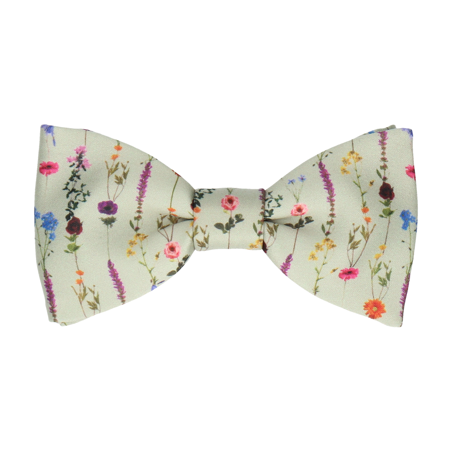 Flower Stems in Sage Green Satin Bow Tie