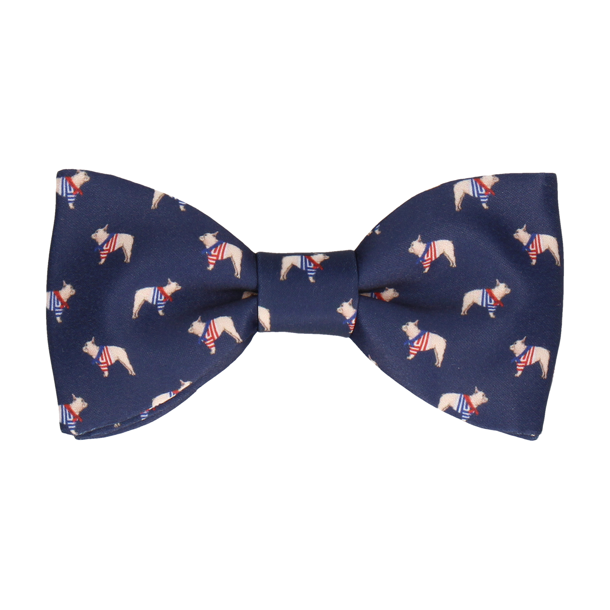 Navy Blue French Bulldog Print Bow Tie - Bow Tie with Free UK Delivery - Mrs Bow Tie