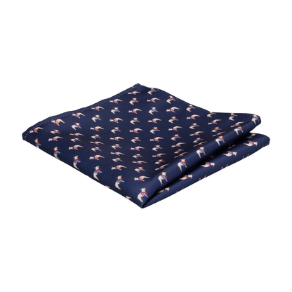 Navy Blue French Bulldog Print Pocket Square - Pocket Square with Free UK Delivery - Mrs Bow Tie