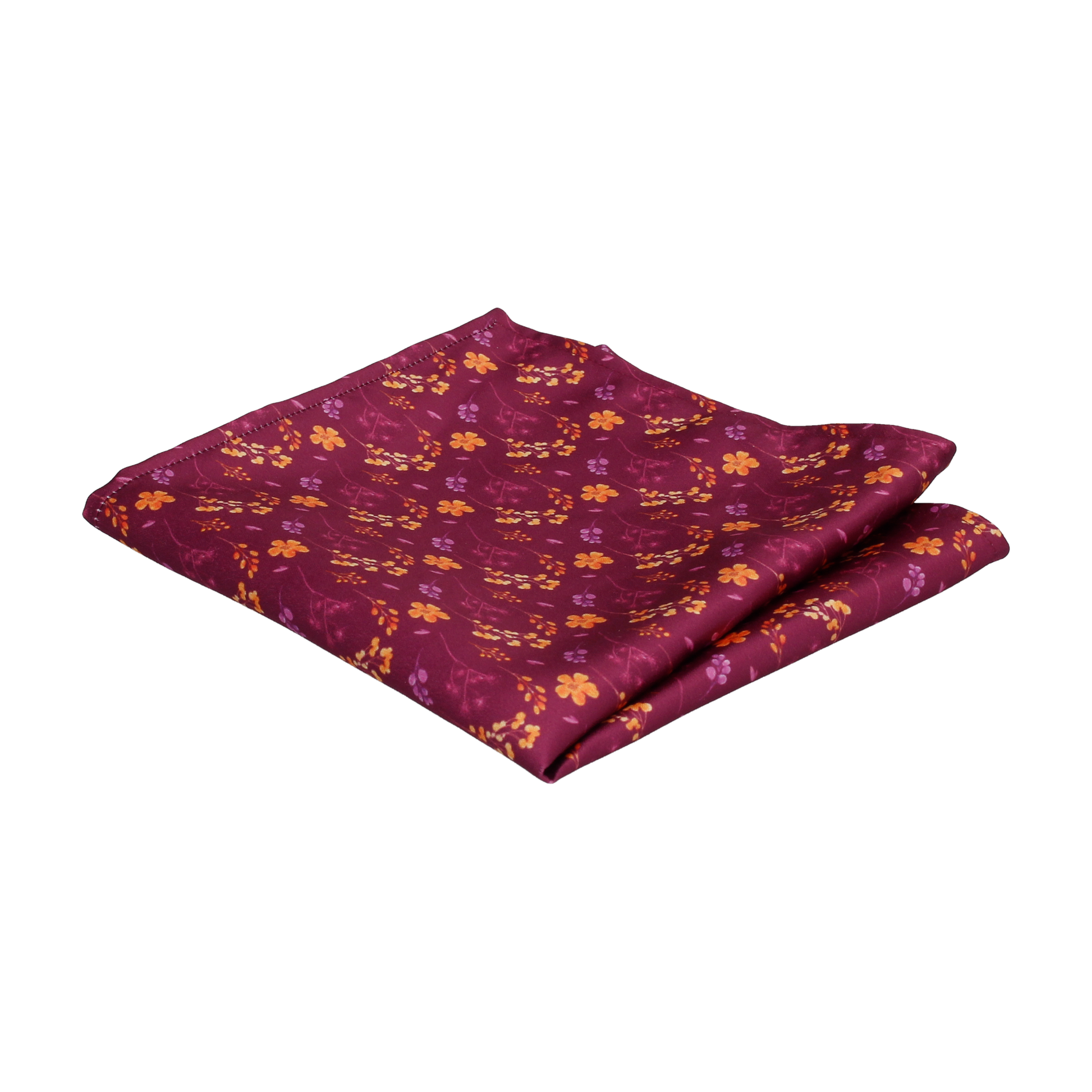 Mulberry & Yellow Whimsical Floral Pocket Square - Pocket Square with Free UK Delivery - Mrs Bow Tie