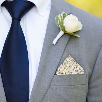 Lilac & Off White Ditsy Floral Pocket Square - Pocket Square with Free UK Delivery - Mrs Bow Tie