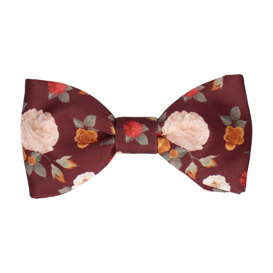 Floral Maroon Red Bow Tie - Bow Tie with Free UK Delivery - Mrs Bow Tie