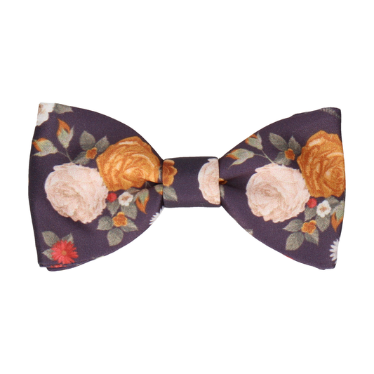 Floral Dark Plum Bow Tie - Bow Tie with Free UK Delivery - Mrs Bow Tie