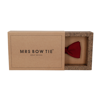 Burgundy Red Wine Plain Solid Satin Bow Tie - Bow Tie with Free UK Delivery - Mrs Bow Tie