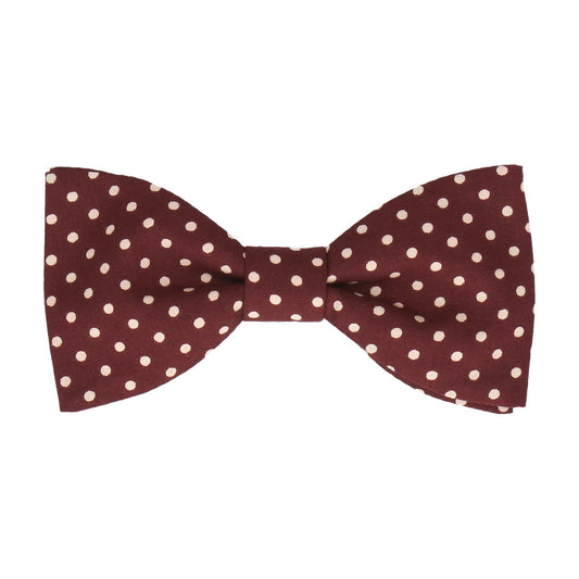 Burgundy Red Polka Dots Cotton Bow Tie - Bow Tie with Free UK Delivery - Mrs Bow Tie