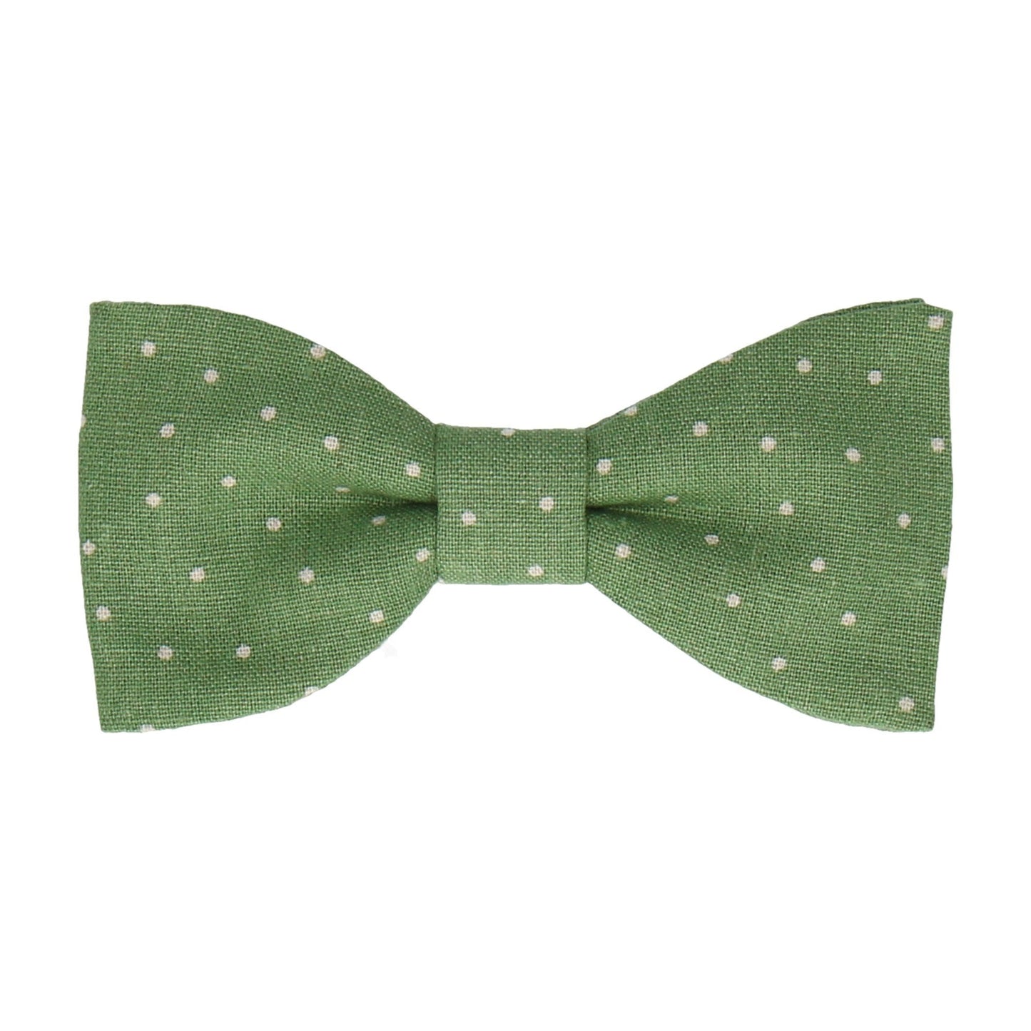 Green Dots Cotton Linen Bow Tie - Bow Tie with Free UK Delivery - Mrs Bow Tie