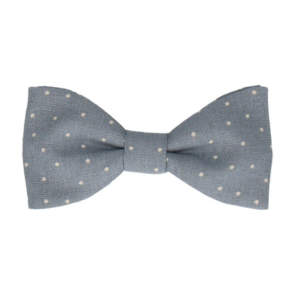 Dusty Blue Dots Cotton Linen Bow Tie - Bow Tie with Free UK Delivery - Mrs Bow Tie