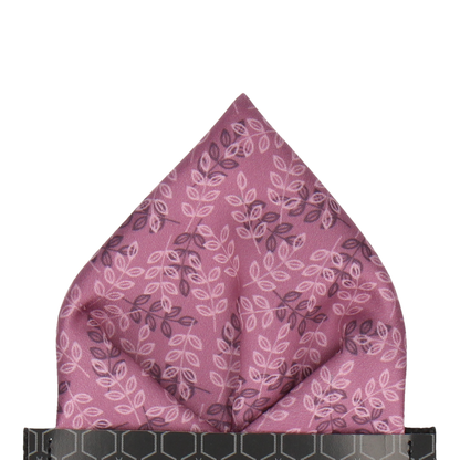 Leaf Print Dusky Mauve Pocket Square - Pocket Square with Free UK Delivery - Mrs Bow Tie