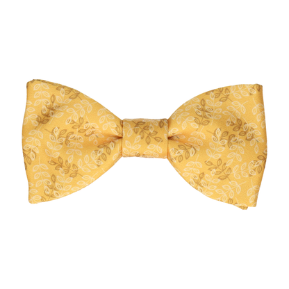 Leaf Print Yellow Bow Tie - Bow Tie with Free UK Delivery - Mrs Bow Tie