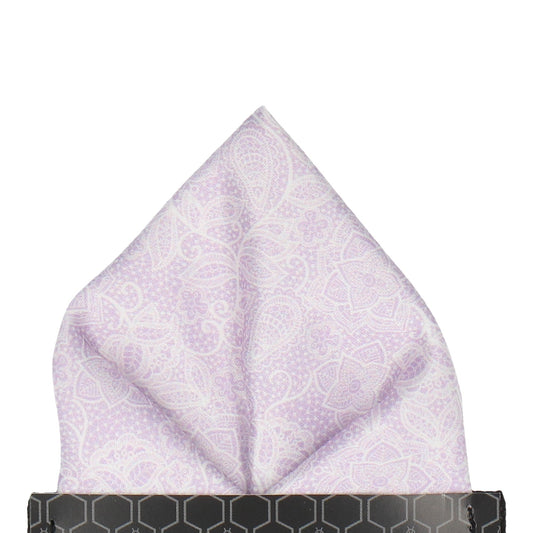 Intricate Lilac Floral Lace Print Pocket Square - Pocket Square with Free UK Delivery - Mrs Bow Tie