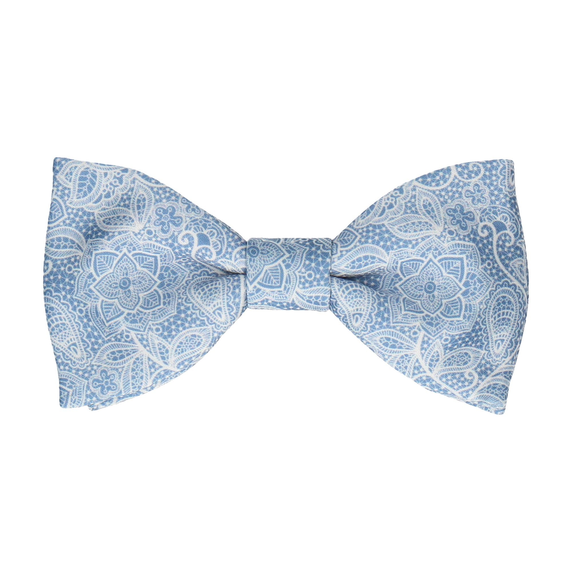 Intricate Dusty Blue Floral Lace Print Bow Tie - Bow Tie with Free UK Delivery - Mrs Bow Tie