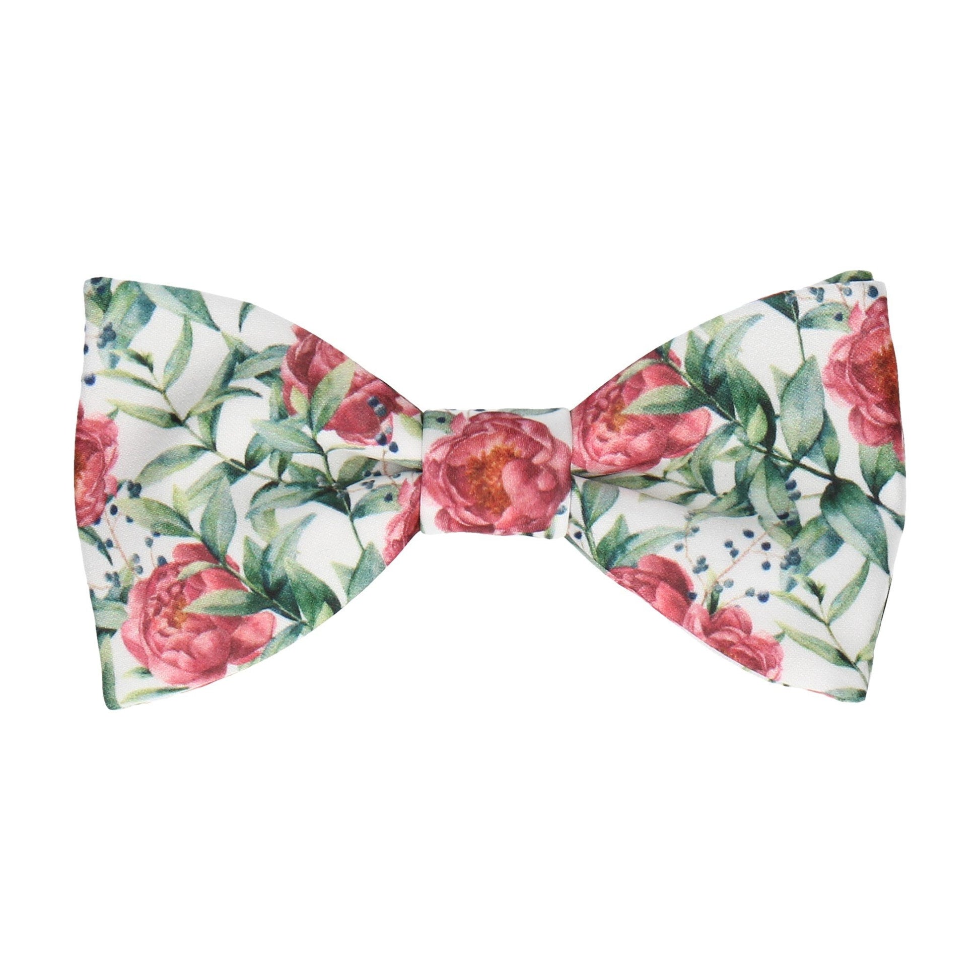 Red Pink Peony, Eucalyptus and Berries Bow Tie - Bow Tie with Free UK Delivery - Mrs Bow Tie