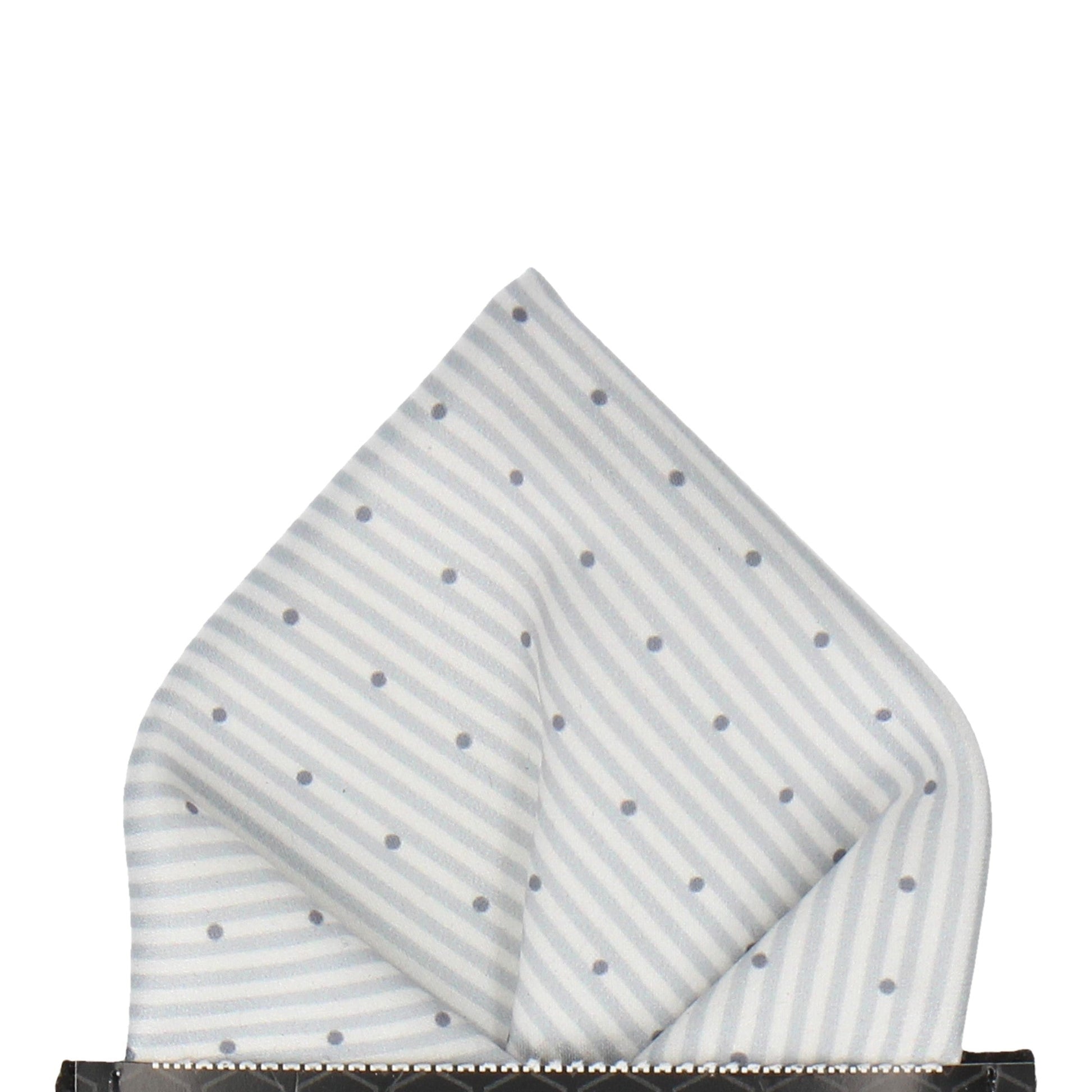 Light Grey Dot Nautical Stripe Pocket Square - Pocket Square with Free UK Delivery - Mrs Bow Tie