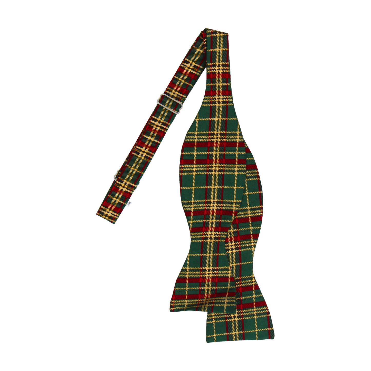 Metallic Gold, Green and Red Festive Tartan Bow Tie