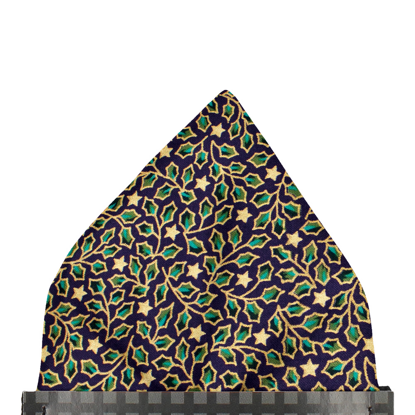 Navy Holly and Stars Pocket Square