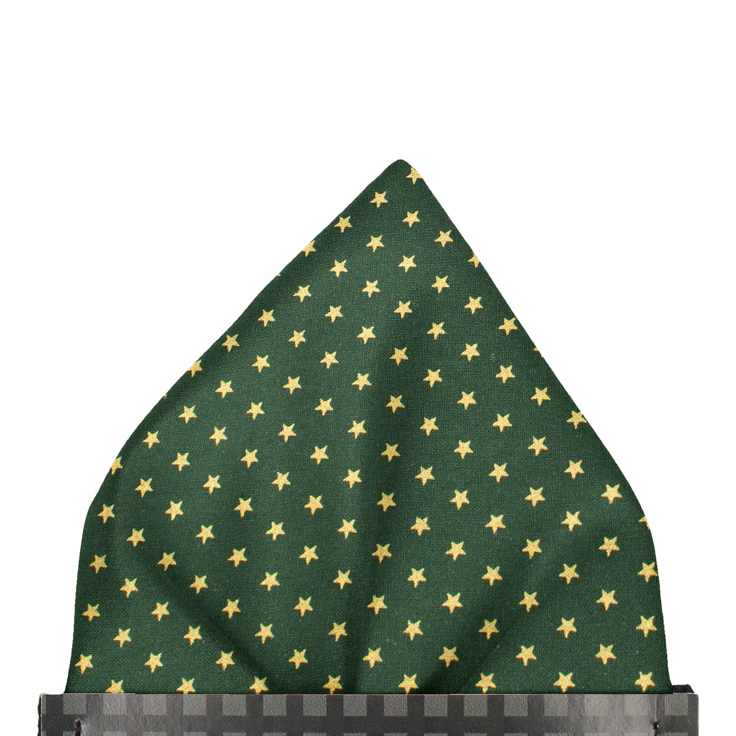 Gold Metallic Stars Bottle Green Pocket Square