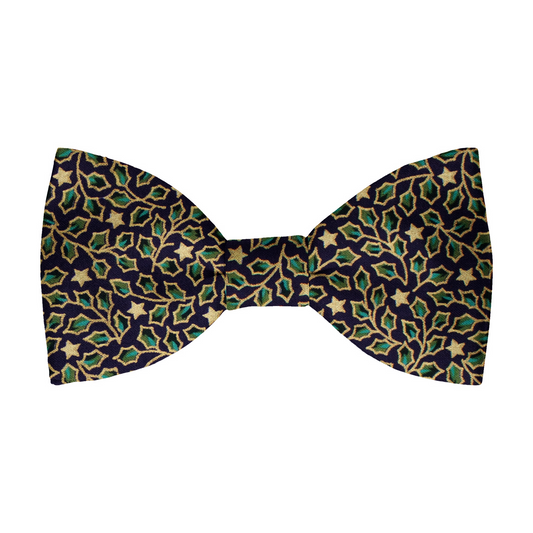 Navy Holly and Stars Bow Tie