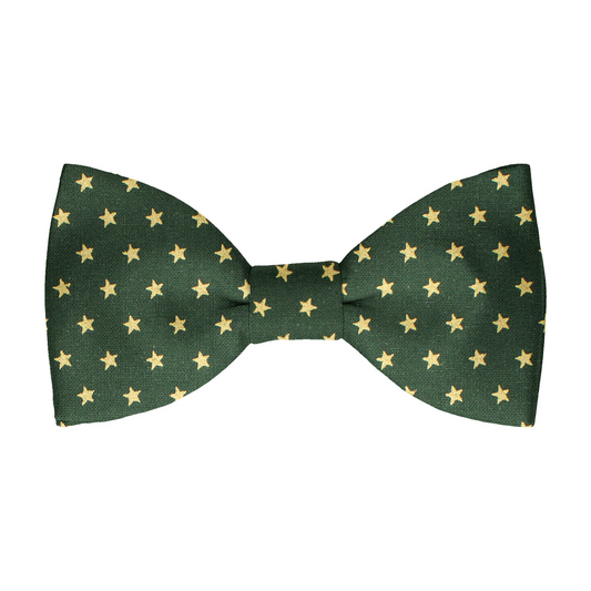 Gold Metallic Stars Bottle Green Bow Tie