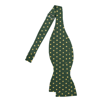 Gold Metallic Stars Bottle Green Bow Tie