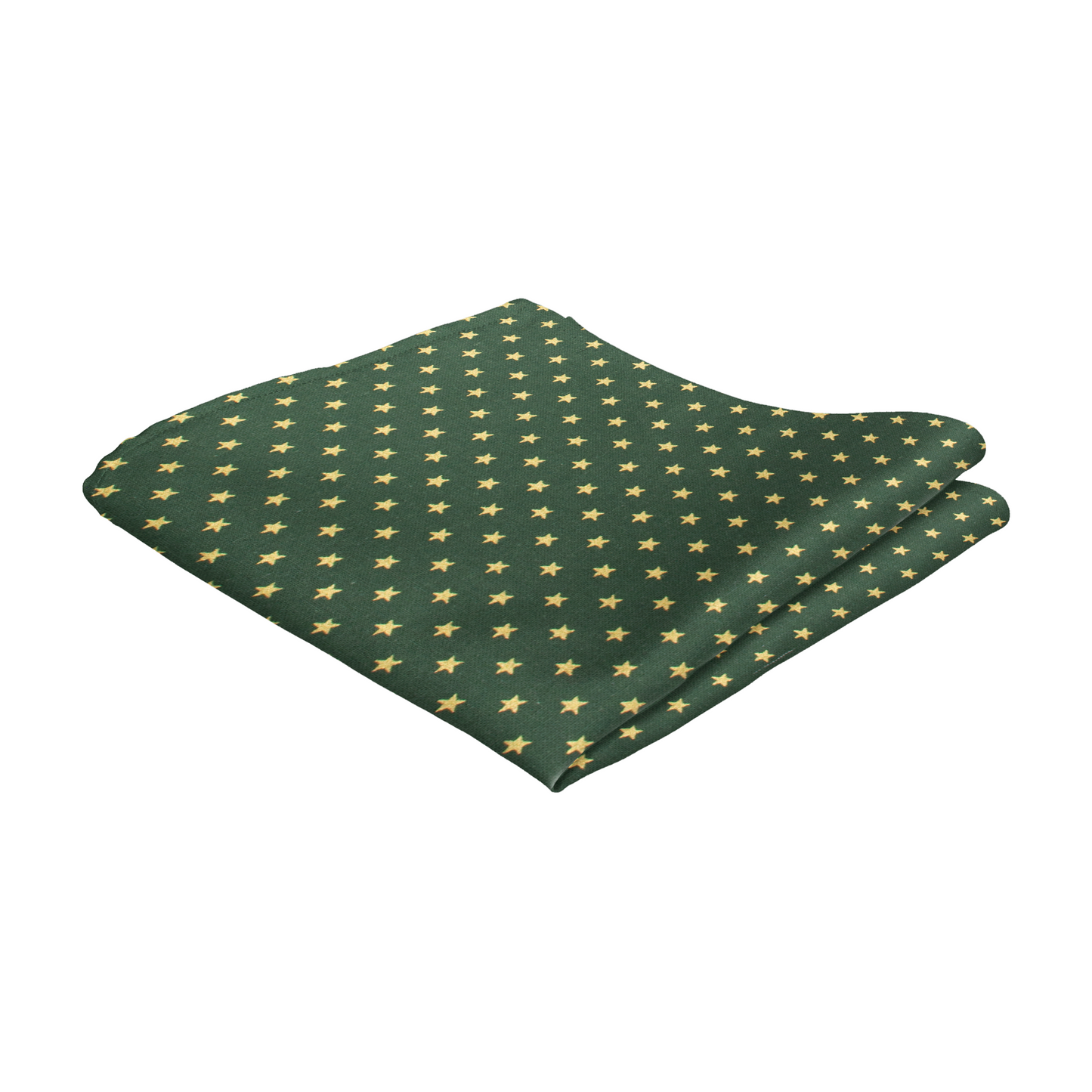 Gold Metallic Stars Bottle Green Pocket Square