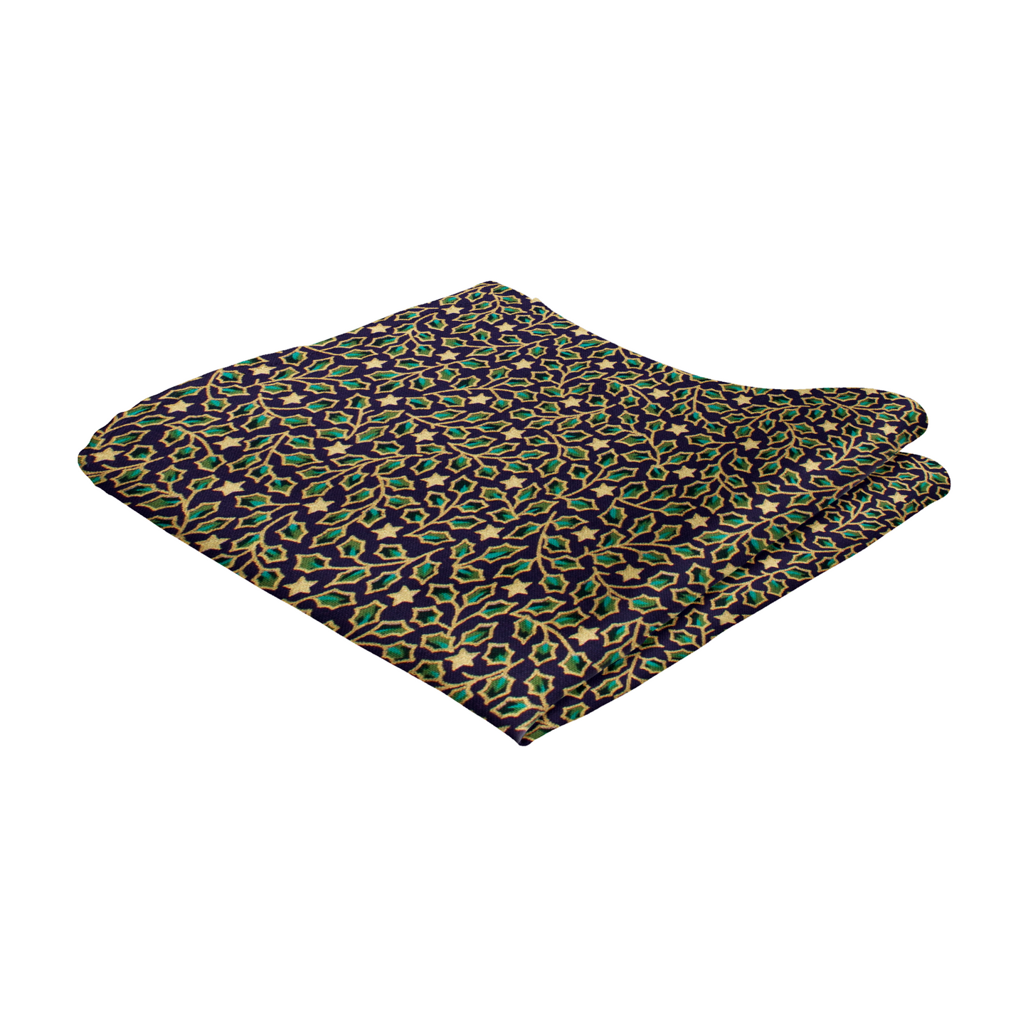 Navy Holly and Stars Pocket Square