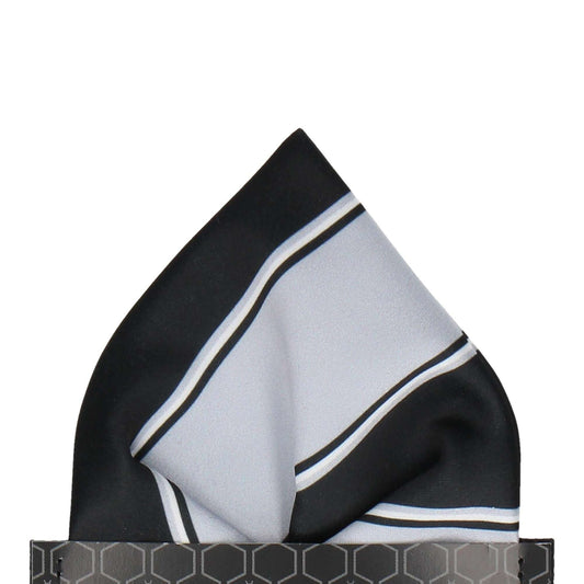 Black & Grey Regimental Stripe Pocket Square - Pocket Square with Free UK Delivery - Mrs Bow Tie