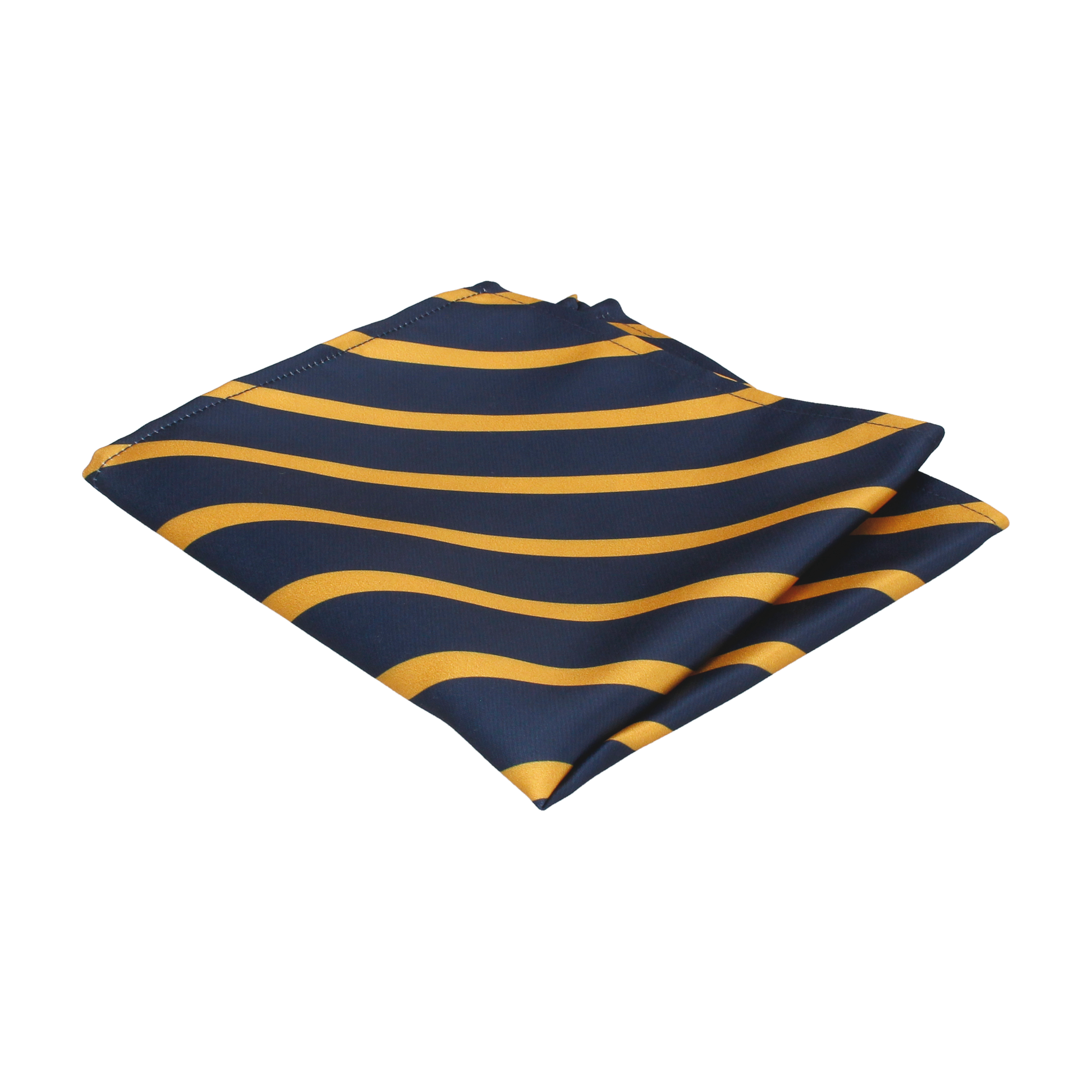 Navy Blue & Yellow Stripe Pocket Square - Pocket Square with Free UK Delivery - Mrs Bow Tie