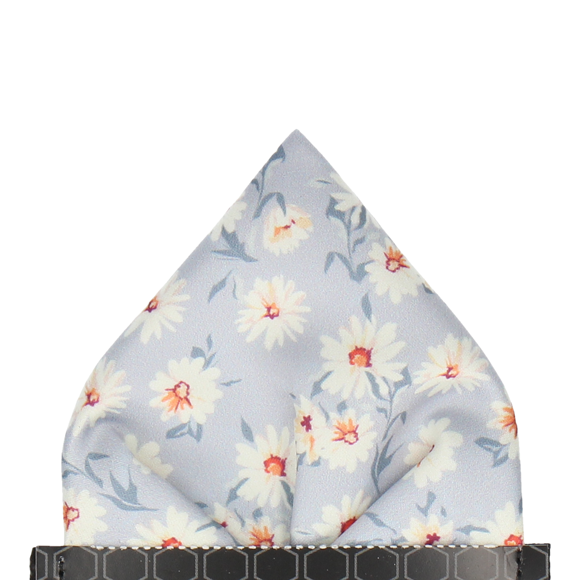 Daisy Print Platinum Grey Pocket Square - Pocket Square with Free UK Delivery - Mrs Bow Tie