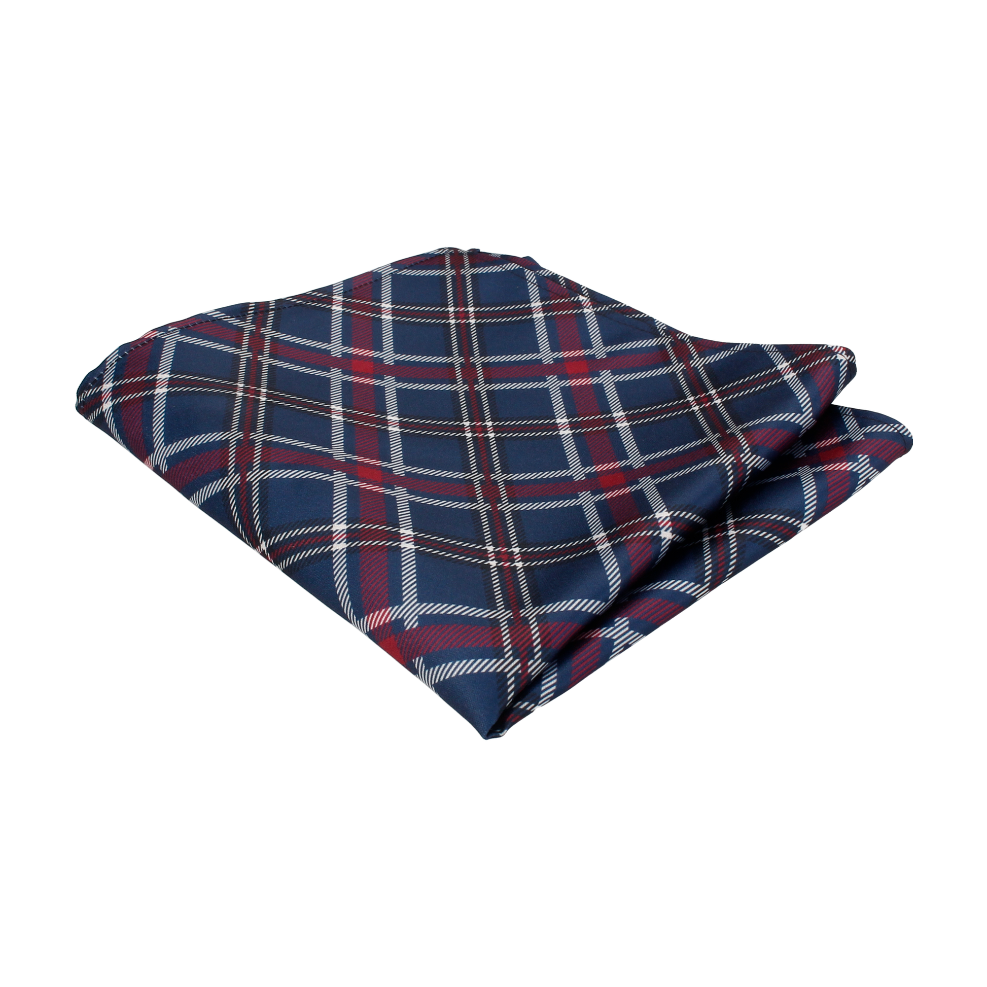 Navy Blue & Mulberry Plaid Tartan Pocket Square - Pocket Square with Free UK Delivery - Mrs Bow Tie