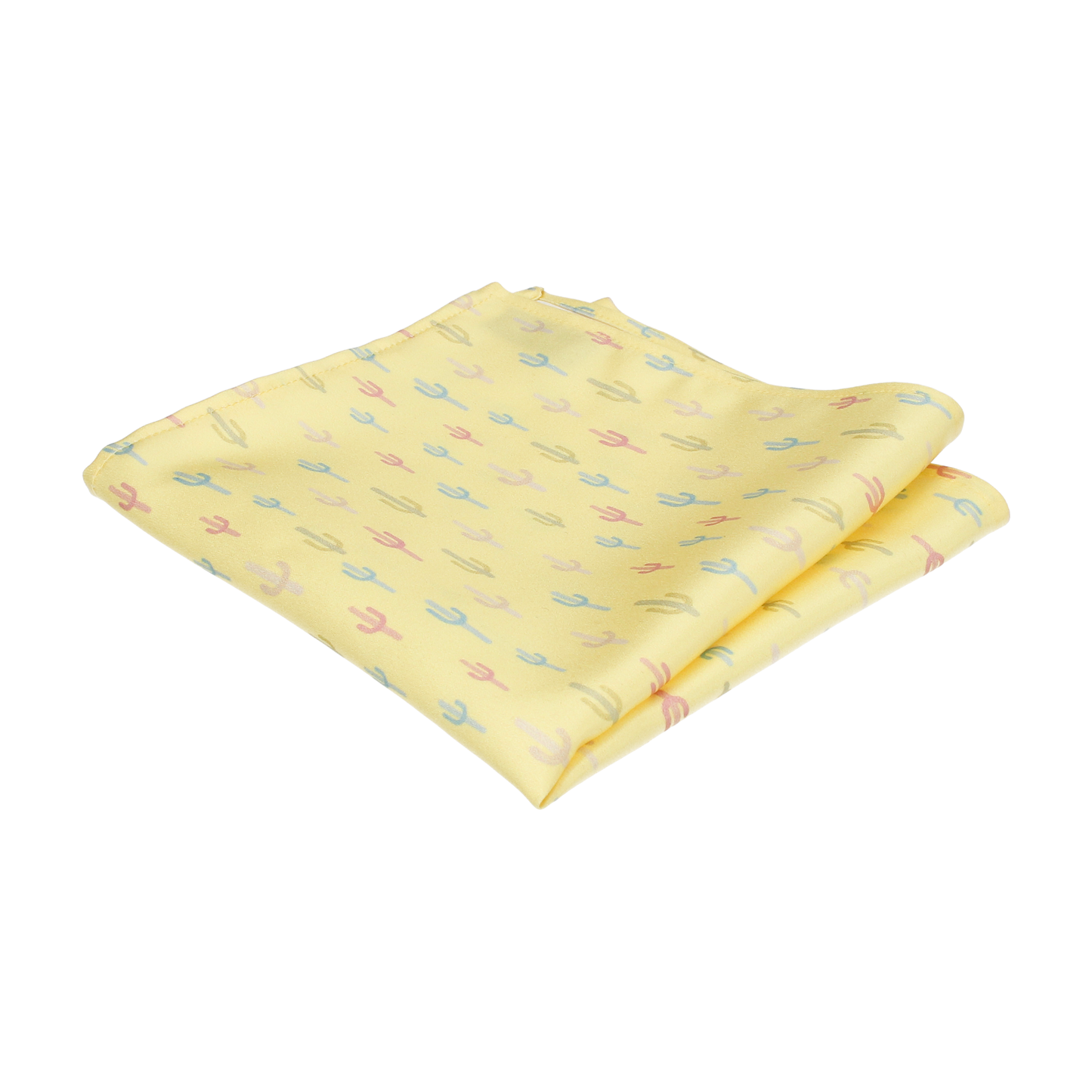 Lemon Yellow Cactus Print Pocket Square - Pocket Square with Free UK Delivery - Mrs Bow Tie