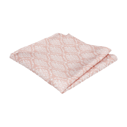 Pink & White Damask Pocket Square - Pocket Square with Free UK Delivery - Mrs Bow Tie