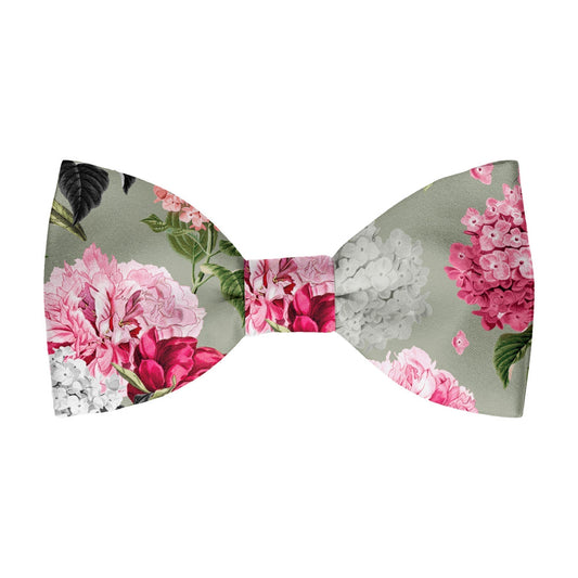 Pink Hydrangeas Sage Green Floral Wedding Bow Tie