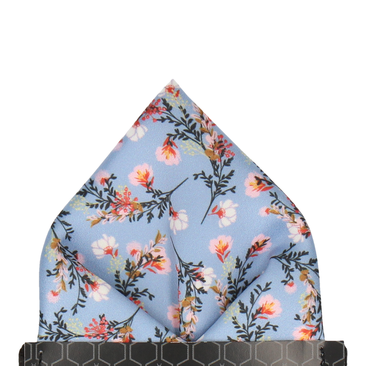 Emilia Floral Steel Blue Pocket Square