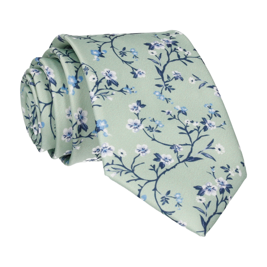 Light Green Blossom Floral Tie