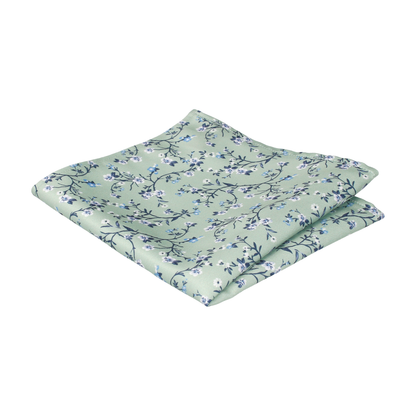 Light Green Blossom Floral Pocket Square - Pocket Square with Free UK Delivery - Mrs Bow Tie