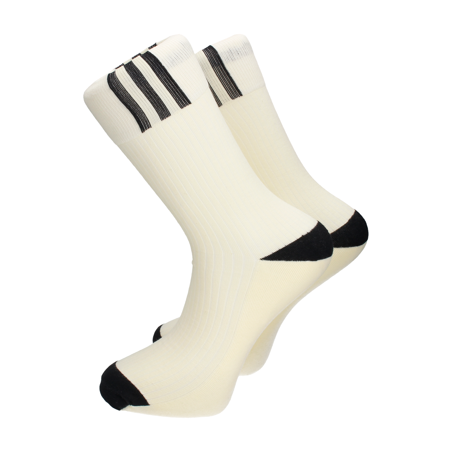 Black & Cream Top Stripe Cotton Mix Socks