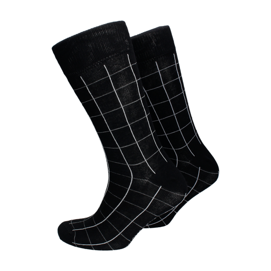 Monochrome Tile Check Cotton Socks