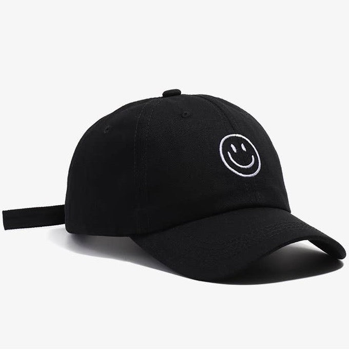 Black & White Smiley Face Baseball Sun Cap