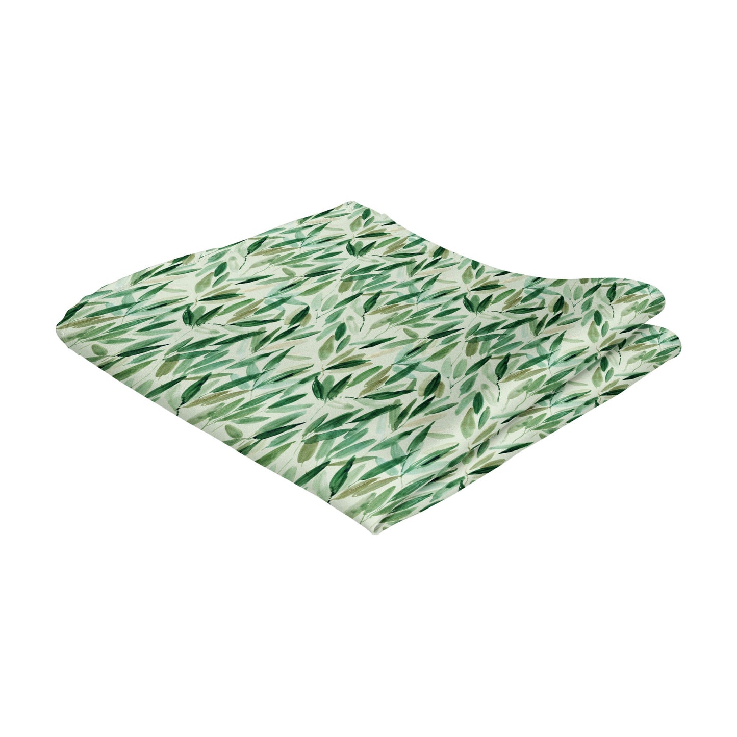 Green Watercolour Leaves Pocket Square