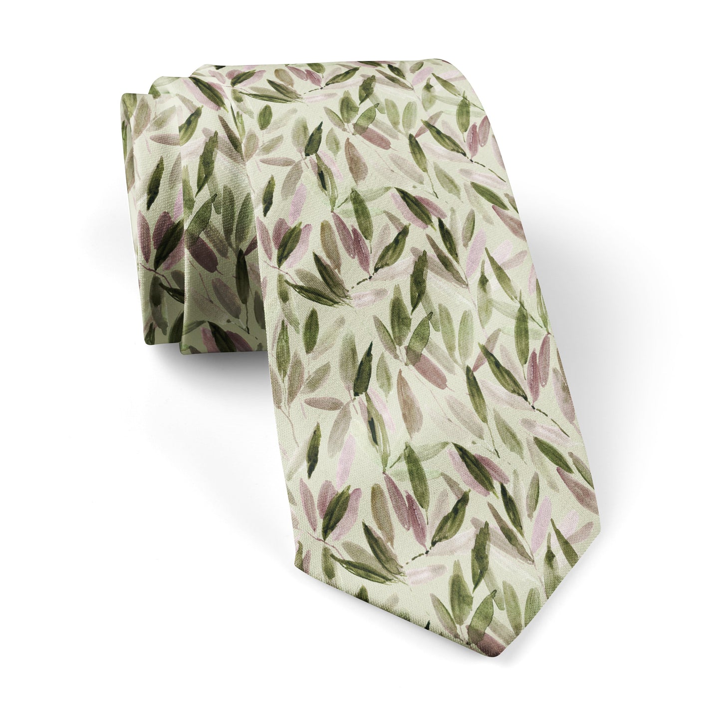 Sage Green Watercolour Leaves Tie