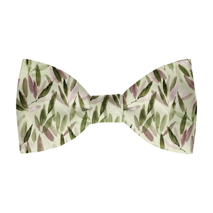 Sage Green Watercolour Leaves Bow Tie