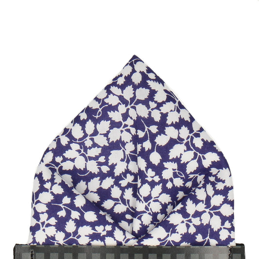 Glenjade Navy Blue Liberty Cotton Pocket Square - Pocket Square with Free UK Delivery - Mrs Bow Tie